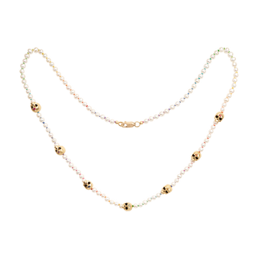 White Pearl Hopes & Dreams Skull Necklace - Made to Order